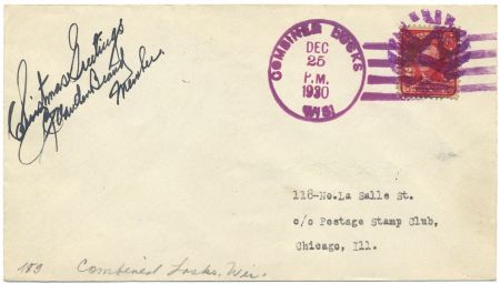 US Wisconsin, Combined Locks 319 Fancy Cancel Cover