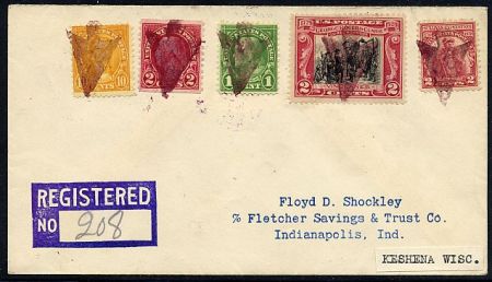 US Wisconsin, Keshena 599, 632, 642, 651, 657 Fancy Cancel Cover, Indian Arrow Head