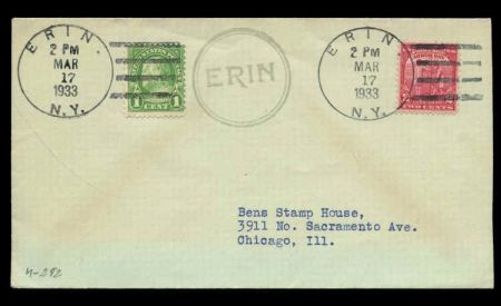 US New York, Erin 632, 717 Fancy Cancel Cover