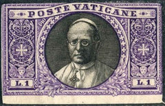 Vatican 28 F - VF H Error Semi-Official Mourning Overprint