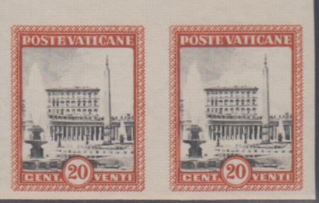 Vatican 22 error VF Imperf pane ungummed pair