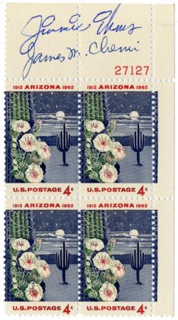 US 1192 Arizona Statehood Signed Plate Block