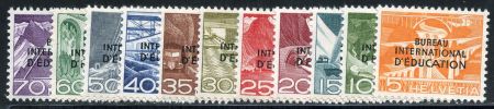 Switzerland Officials 4O29 - 4O39 var VF NH Dot between T and I of Education