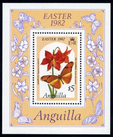 Anguilla 484 S/S NH Butterfly on flower, Easter