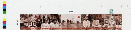 Marshall Is. 872 Imperf Strip of 5, Photos, Canoe