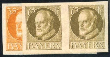 Germany 144a, 148a Mi 134 - 135 II B VF NH no ovpt imperf set