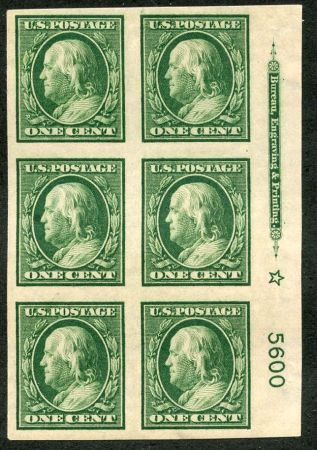 US 383 Washington / Franklin H VF + PB 6 inscription and star number 5600