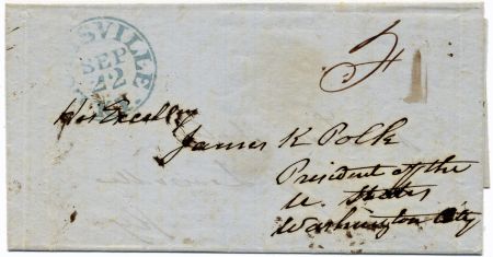 US 1847 Stampless Cover addressed to Polk