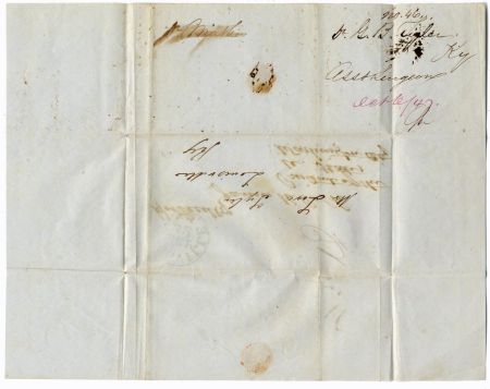 US 1847 Stampless Cover addressed to Polk