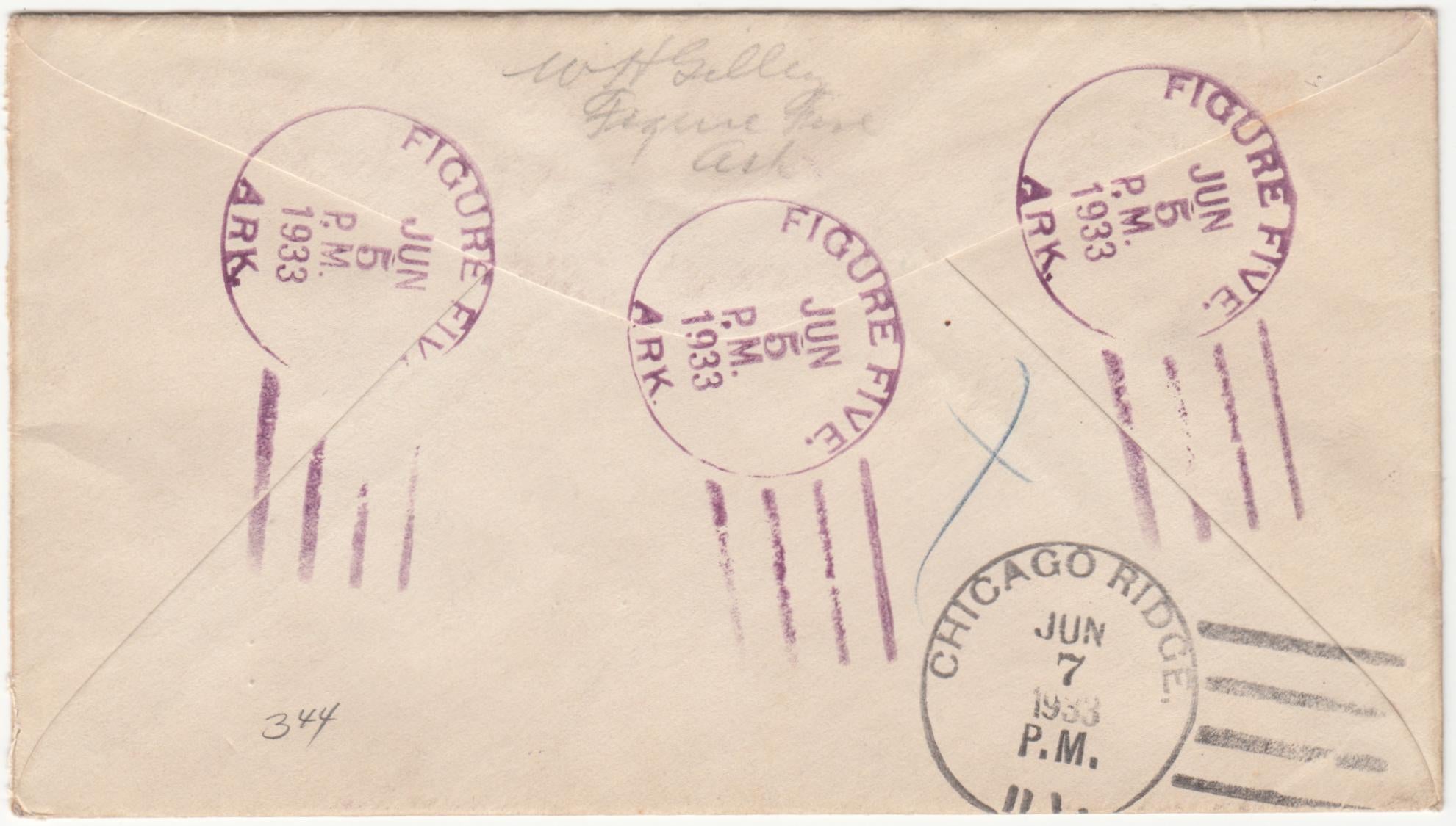 US Arkansas, Figure Five 729 Fancy Cancel Cover, Solid Numeral 5