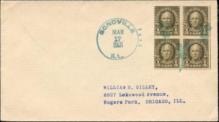 US Illinois, Bondville  551 Fancy Cancel Cover, St. Patrick's Day, Clover