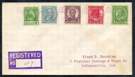 US Indiana, Pershing 552, 555, 563, 645, 705 Fancy Cancel Cover, Pershing Bust