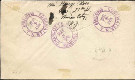 US New Jersey, Edgewater 552, 554 Fancy Cancel Cover, "R" in Circle