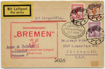 Germany 1929 Catapult Cover - Bremen