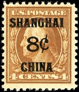 US Shanghai Overprint K4 F - VF NH cv $140