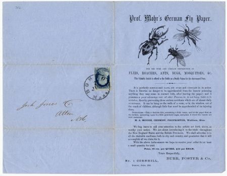 US 1850 Advertising Cover for German Fly Paper with Scott  7