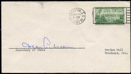 US 990 Autographed Cover, Sec. of State Acheson