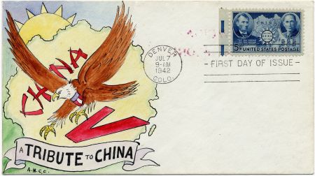 US 906 First Day Cover, Mae Weigand, hand painted