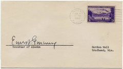 US 800 Cover Signed by Governor of Alaska Territory, E. Gruening