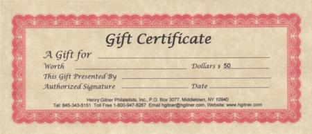 050.00 Gift Certificate