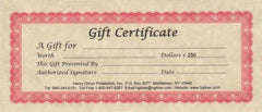 250.00 Gift Certificate