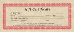 500.00 Gift Certificate - Other Amounts Available!