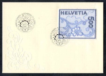 Switzerland 1075 Used VF NH Embroidered Stamp on FDC