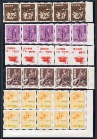 US Ryukyu Islands C19 - C23 VF NH Imprint Blocks of 10 cv $310