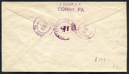 US Pennsylvania, Corry 604, 657, 682 Fancy Cancel Cover, Star