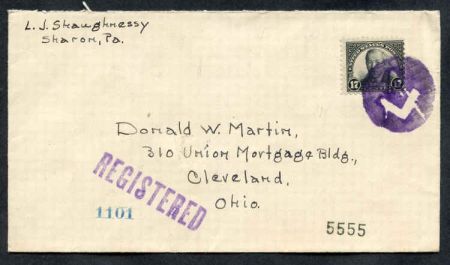 US Pennsylvania, Sharon 623 Fancy Cancel Cover, Freemason