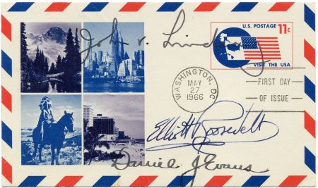 US UXC5 FDC Sigmed by NY Mayor John Lindsay, Eliot Roosevelt, Gov Daniel Evans