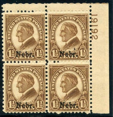 US 0670 F - VF NH Plate Block 19182 UR cv 65.00