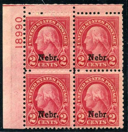 US 671 Ave - F NH Nebraska Overprint Plate Block 18990 UL cv $90