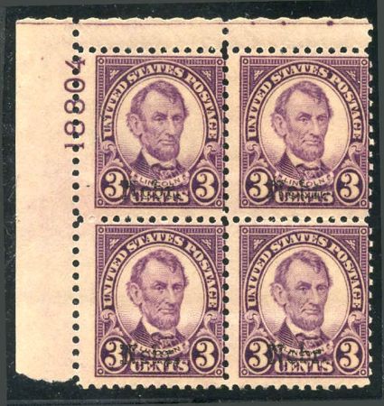 US 672 Ave NH Nebraska Overprint Plate Block 18804 UL cv $360