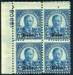 US 674 Ave - F NH Nebraska Overprint Plate Block 18908 UL cv $425