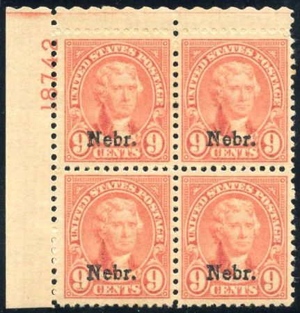 US 0678 XF LH Plate Block 18742 UL cv 525.00