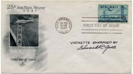 US C36 FDC Signed by Engraver of stamp, E. R. Grove