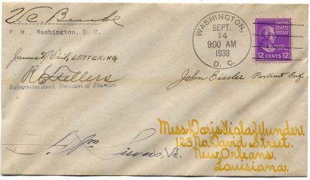 US 817 FDC Signed By Designors, PM & Sculptor, F.W. Sievers