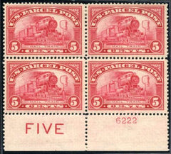 US Q5 Parcel Post F - VF LH Plate Block cv $325