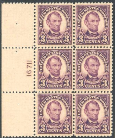 US 555 VF Mint NH Plate Block cv $425