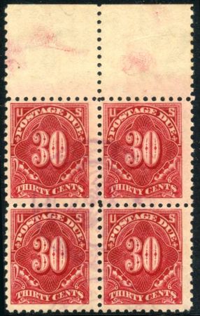 US J57 Postage Dues Used F - VF with light cancel - 3mm block of 4 cv $325