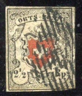 Switzerland 1 Used VF with Small, Thin Black Grid Cancel cv $1,500