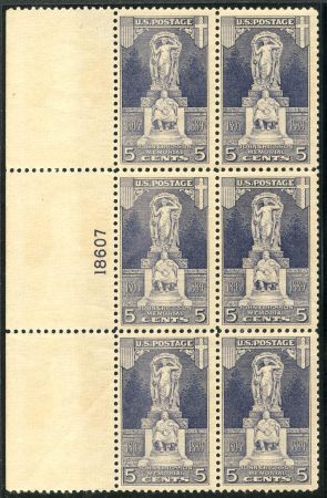 US 628 F - VF LH Toning Plate Block of 6