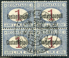 Italy Offices in Constantinople J4 Used S-O-N cancel Block of 4