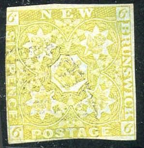 New Brunswick 2 Olive Yellow Ave Used light cancel 3 1/2 margins cv 1250.00