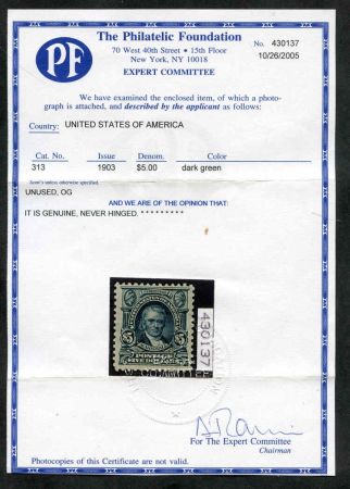 US 313 Bureau & Regular Issues F - VF + NH Pristine NH 2 PF Certs cv 6250.00