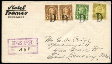 US Illinois, Dwight 552, 556, 560 Fancy Cancel Cover, "D"