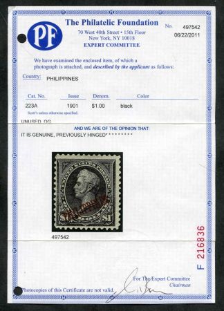 US Possessions - Philippines 223a F - VF LH Type II PFC Fresh! cv $2,000