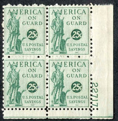 US PS12 Savings Stamp F + NH Plate Block