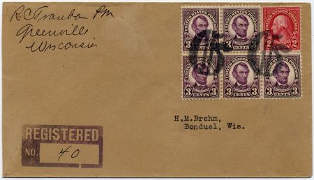 US Wisconsin, Greenville 634, 635 Fancy Cancel Cover